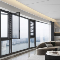 Ventanas Horizontales Fijas de Aluminio y Vidrio Insonorizadas Modernas Personalizadas con Cortina Colgante para Salas de Estar de Villas y Apartamentos