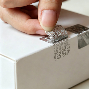 Étiquette de sécurité personnalisée, bande adhésive argentée effet miroir, transfert partiel sans résidu, étanchéité imperméable pour étiquettes de colis et de cartons - Product Image 1