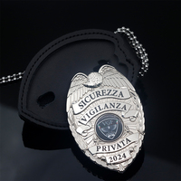 Épingles de sûreté en métal gravées sur mesure en gros Épingles en forme d'étoile et d'olive avec logo de sécurité Badges de garde du corps avec portefeuille