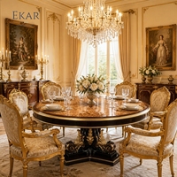 Mesa de Comedor Redonda Chateau Compass-Rose |   Mesa de Pedestal de Lujo con Marquetería Clásica Francesa - EKAR