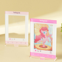 Cadre photo en acrylique sur pied, créatif, pour bureau, pour petites cartes de 3 pouces, motif 'Star Chasing', impression numérique, modèle personnalisé DIY