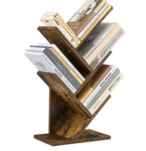 SHEEPAM Libreria a forma di albero con cassetti, libreria in legno autoportante per soggiorno, camera da letto, ufficio e casa, organizer salvaspazio per libri, CD, dischi in vinile, 8 ripiani, blu