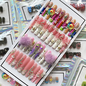10Pcs Nhiều Màu Handmade Acrylic Móng Tay Thiết Lập Báo Chí Trên Chuyên Nghiệp Đầy Đủ Bìa Nail Mẹo Làm Móng Tay Thiết Kế Độc Đáo Mặc Giả - Product Image 5