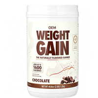 Poudre de collagène chocolatée hypercalorique OEM pour la prise de poids 1,2 kg Saveur naturelle Complément alimentaire pour la prise de masse musculaire 24 mois