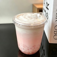 Cetak LOGO Kustom, Gelas Plastik PET Bulat Dasar U 360ml 500ml 700ml untuk Minuman Dingin dengan Tutup Datar, untuk Gelas Sekali Pakai Bawa Pulang