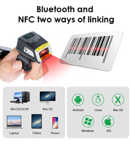 Escáner de código de barras inalámbrico para dedos, escáner de código QR de cuero azul para Android, impermeable, IP65