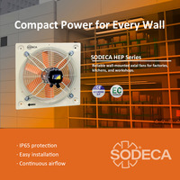 Ventilateurs de hotte électriques Sodeca THT/WALL-F, extracteurs autonomes dynamiques motorisés, hotte 7040m/h pour l'évacuation de la fumée et des incendies