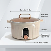 Marmite Électrique Sans Fil en Alliage d'Aluminium 5L 1600W avec Arrêt Automatique, Protection Anti-Ébullition à Sec et Revêtement Antiadhésif Rotatif à 360°