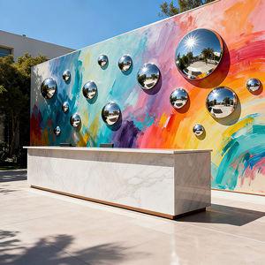 Oem Odm Luxe Holle Halfrond Roestvrij Staal Buitenwanddecoratie Polijsten Halve Spiegel Bal Metalen Ambachten Weerkunst - Product Image 3