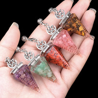 Pendule en forme d'étoile et de lune, pointe hexagonale, en cristal, agate, pierre en copeaux, résine, pierre précieuse, outil de radiesthésie, vente en gros