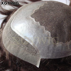 Frente de encaje pelo pre-desplumado rayita natural Libre de cabello humano remy 100% indio de los sistemas de los hombres pelucas - Product Image 5