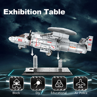 WOMA TOYS C0836 829pcs Silver Big Toy Jet Military Air Force Aircraft Transport Airplane Building Blocks Set For Kids
