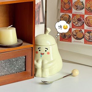 Tazza in Ceramica INS Embrace Pear, Divertente e Pratica Tazza da Bere con Coperchio, Regalo di Compleanno per Fidanzate, Tazza da Caffè - Product Image 3