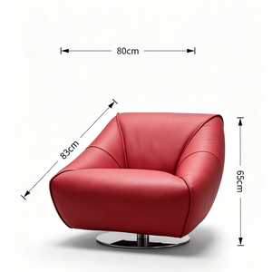 Fauteuil d'appoint pivotant et inclinable <span class=keywords><strong>Letao</strong></span> Tao contemporain, surdimensionné, en cuir, style Mid-Century Modern, avec structure en fer robuste - Product Image 6
