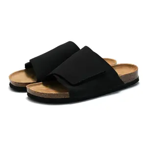 Chinelos de cortiça masculina moda estudante flip flops sapatos de praia masculinos couro fosco
