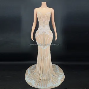 Nocance Y2683 Ropa De Mujer Moda 2022 Rhinestone Translucent Diamond Dress Club Ball Gown Prom Dress Engagement Dress For Women