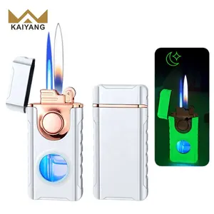 Smoke Shop Creative Cigarette Dual Flame Lighter Glow In The Dark Windproof Torch Lighters Refillable