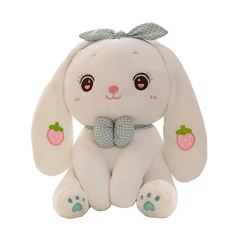 LEMON lindo conejo de fresa muñeco de peluche blanco animales de peluche juguetes sonrisa ojos grandes conejito juguete Kawaii es decir regalo para niñas