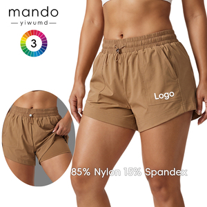 Shorts de course légers 2-en-1 pour femmes <span class=keywords><strong>avec</strong></span> doublure intégrée, taille élastique, séchage rapide et poches - Product Image 1