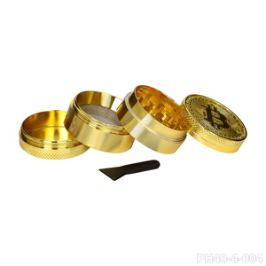HONEYPUFF Broyeur d'herbes sèches rond en alliage de zinc doré 40 mm, ensemble de broyage magnétique 4 pièces PH40-4-004 - Product Image 5