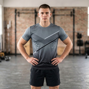 Ensemble de sport unisexe grande taille été, séchage rapide, respirant, antibactérien, t-shirt de course réfléchissant, short très extensible, 2 pièces - Product Image 3