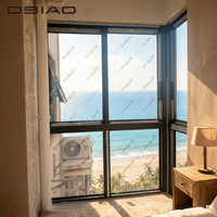 Ventana Corredera Horizontal de Aluminio Negra Moderna Modelo DBIAO 126, Doble Acristalamiento, Aislamiento Acústico para Exteriores de Hotel, Gran Venta