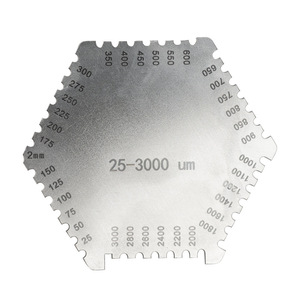 Medidor de Espesor de Revestimiento de Acero Inoxidable Yunbei Yb Hexagonal con Peine para Película Húmeda 25-3000 µm - Product Image 1