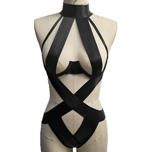 <strong>Plus</strong> <strong>Size</strong> Sexy Lingerie Women Bandage Wire Push up Lace up Night Erotic Lingerie Femme Sexy