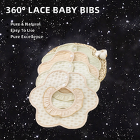 Bavoirs bébé en dentelle de coton de couleur unie 360 degrés pétales de nouveau-né imperméable gland stéréo Burp tissu Bandana avec fermeture à bouton pression