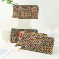 Dompet Gabus Grosir untuk Wanita Motif Bunga Vintage Ramah Lingkungan Tipis Panjang dengan Ritsleting Portabel