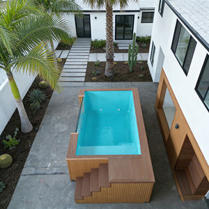 Diseño de Piscina Rectangular Elevada con Asientos de Madera Integrados y Sistema Completo de Circulación de Agua - Product Image 1