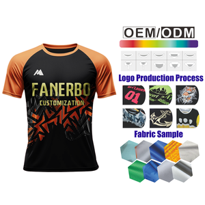 เสื้อฟุตบอลโพลีเอสเตอร์แบบแห้งเร็ว คอวี พิมพ์ลายดิจิตอล OEM ระบายอากาศได้ดี - Product Image 1