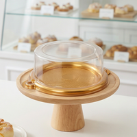 Conteneur à gâteau rond en plastique PET avec couvercle, base dorée, jetable, fourniture directe d'usine pour l'emballage alimentaire, idéal pour le pain et la pâtisserie