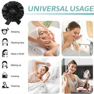 Bonnet en satin, bonnet en soie pour dormir, bonnet ajustable pour femmes aux cheveux bouclés avec bande à nouer - Product Image 3