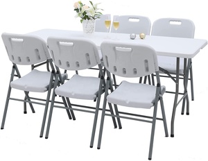 Heavy-Duty <strong>Plastic</strong> Folding Work <strong>Table</strong> with Integrated Power Strip Professional <strong>Plastic</strong> Outdoor <strong>Table</strong> <strong>and</strong> <strong>Chair</strong> - Product Image 2