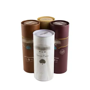 Custom Printing Brand Round Paper Tube Luxury Cylinder Wine Packaging Gift Box With Plug Lid