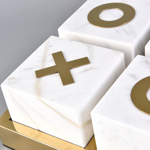 Đá Cẩm Thạch sang trọng Tic Tac Toe trò chơi thiết lập với khay Vàng Phong Cách Bàn cà phê Knick-<span class=keywords><strong>Knack</strong></span> cho trang trí nội thất hiện đại - Product Image 4