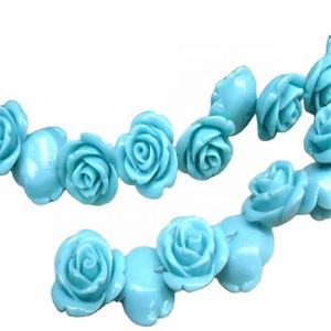 Semi preziosa pietra tallone gemme del turchese Rosa intagliato del fiore degli orecchini del turchese Blu <span class=keywords><strong>Agata</strong></span> fiore intagliato orecchini fiore unico - Product Image 5