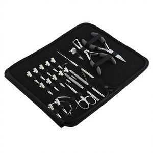 Customized Hair Extension Tools Kit 12pcs Silver Sectioning <b>Clips</b> Hair Pulling <b>Hook</b> & Microbeads Plier finger <b>hook</b> Loop tool - Product Image 1