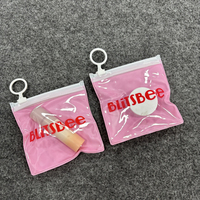 Emballage personnalisé en plastique rose avec fermeture éclair pour petits articles, sac en PVC transparent avec fermeture éclair pour bijoux, logo personnalisé