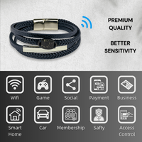 Bracelet NFC moderne en coquille de noix de coco avec boucle magnétique en cuir, 13,56 MHz RFID, pour hôtel, entreprise, bracelet NFC personnalisé, cadeau de mode pour les fêtes