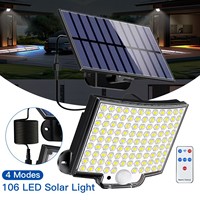 Lampe Solaire Murale Extérieure à Détection de Mouvement 106 LED, Étanche IP65, Modes Sécurité, Sans Fil – Vente Chaude