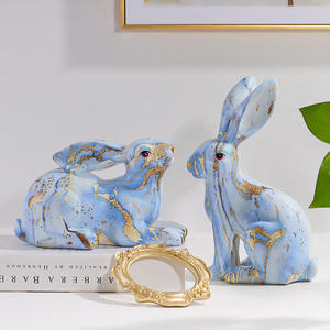Statue de <span class=keywords><strong>lapin</strong></span> créative <span class=keywords><strong>en</strong></span> résine artisanale pour la décoration intérieure, impression par transfert d'eau, ornements à motifs d'animaux - Product Image 2