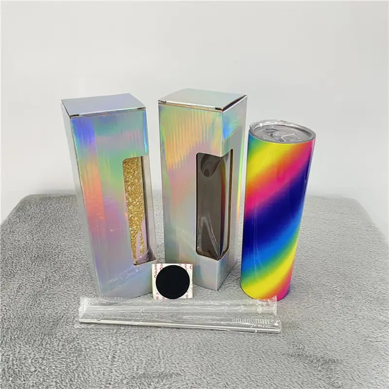 Gift for tumbler box with a display window holographic for 20 oz or 30 oz Skinny Straight Tumbler for sublimation tumblers