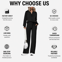Ensemble deux pièces personnalisé pour femme : pull demi-zip et pantalon large, tenue décontractée, survêtement oversize, marque privée disponible