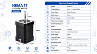 Moteur pas à pas Nema 17 en gros, 60 mm, 42x42 mm, couple de 11 kg.cm, 471 g, 1,8 degrés pour plateau XY de traceur