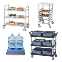 Vente en gros de chariot de restaurant en acier inoxydable SS201 chariot de service de nourriture chaude à 2 niveaux chariot de table de travail de cuisine