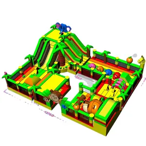 outdoor big jungle themed animals castle Inflatable Playground Commercial Inflatable funcity for Children