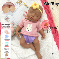 Poupée Reborn réaliste endormie, physiquement correcte et anatomiquement précise, jouet interactif pour tout-petits de 12 pouces avec sucette
