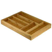 Organisateur de tiroir à ustensiles extensible en bambou à un seul niveau, plateau à couverts de cuisine avec design peu encombrant pour la vaisselle et les outils